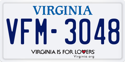 VA license plate VFM3048