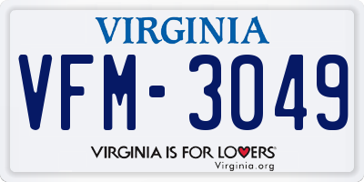 VA license plate VFM3049