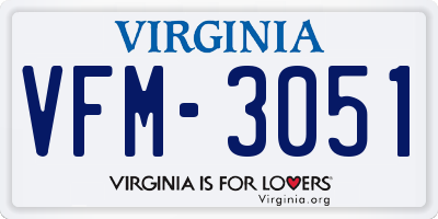 VA license plate VFM3051
