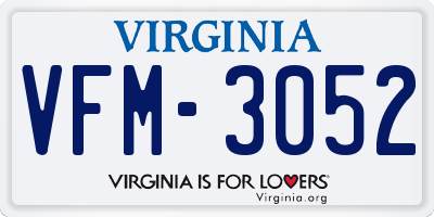 VA license plate VFM3052