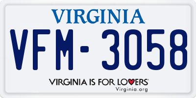 VA license plate VFM3058