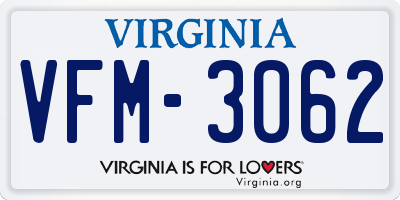VA license plate VFM3062