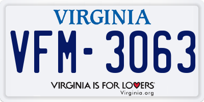 VA license plate VFM3063