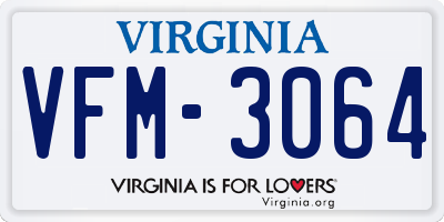 VA license plate VFM3064