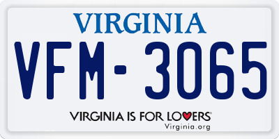 VA license plate VFM3065
