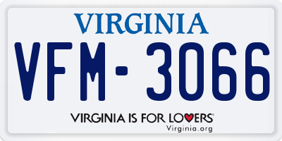 VA license plate VFM3066