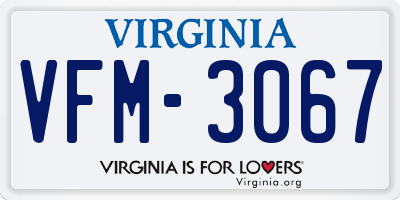 VA license plate VFM3067