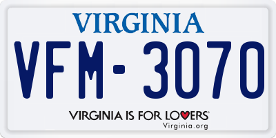 VA license plate VFM3070