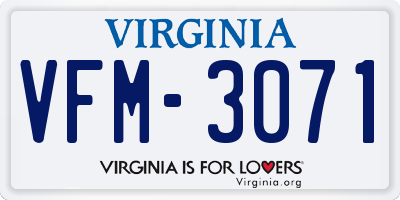 VA license plate VFM3071