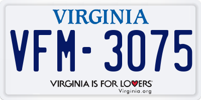 VA license plate VFM3075
