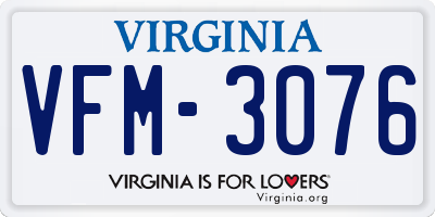 VA license plate VFM3076