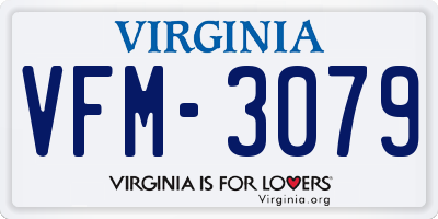 VA license plate VFM3079