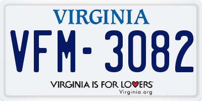 VA license plate VFM3082