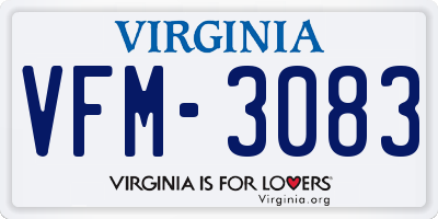 VA license plate VFM3083