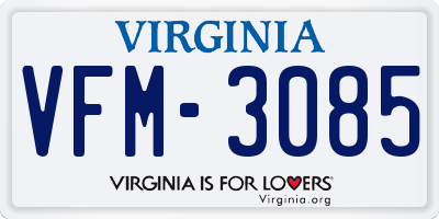VA license plate VFM3085