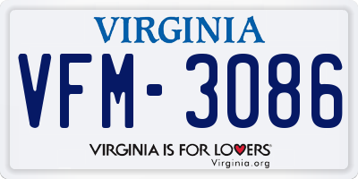 VA license plate VFM3086