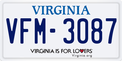 VA license plate VFM3087