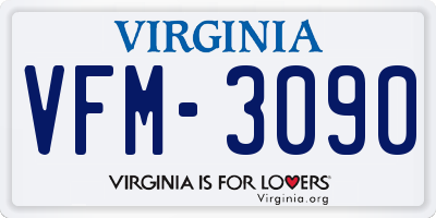 VA license plate VFM3090