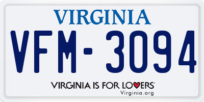 VA license plate VFM3094