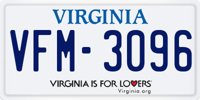 VA license plate VFM3096