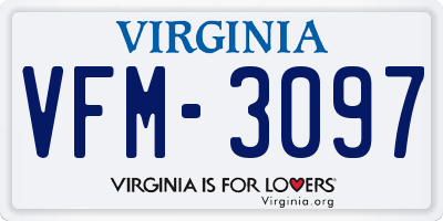 VA license plate VFM3097