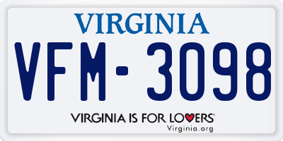 VA license plate VFM3098