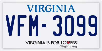 VA license plate VFM3099