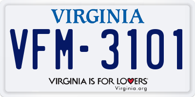 VA license plate VFM3101