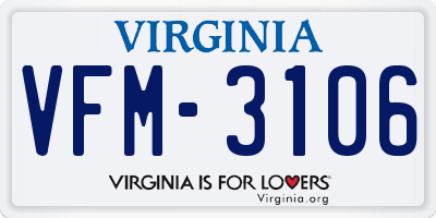 VA license plate VFM3106