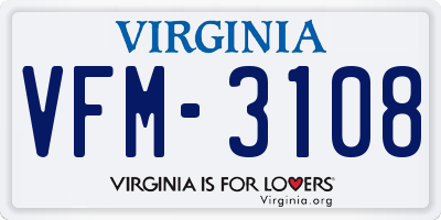 VA license plate VFM3108