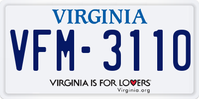 VA license plate VFM3110