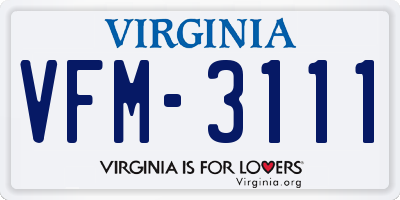 VA license plate VFM3111