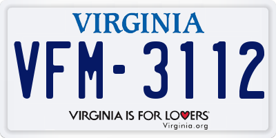 VA license plate VFM3112