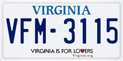 VA license plate VFM3115