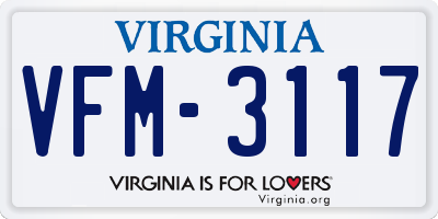 VA license plate VFM3117