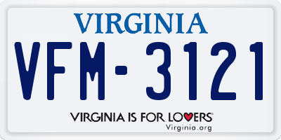 VA license plate VFM3121