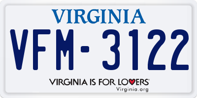 VA license plate VFM3122