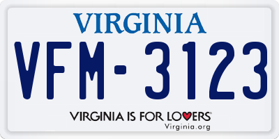 VA license plate VFM3123
