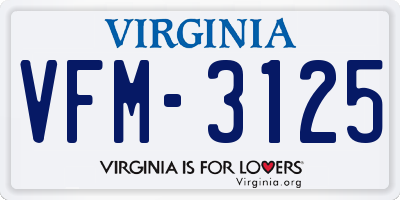VA license plate VFM3125