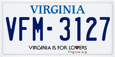 VA license plate VFM3127