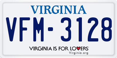 VA license plate VFM3128