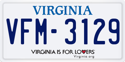 VA license plate VFM3129