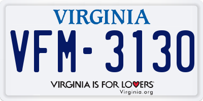 VA license plate VFM3130