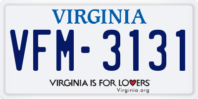 VA license plate VFM3131