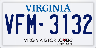 VA license plate VFM3132