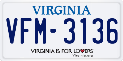 VA license plate VFM3136