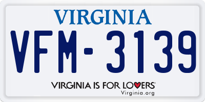 VA license plate VFM3139