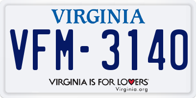 VA license plate VFM3140