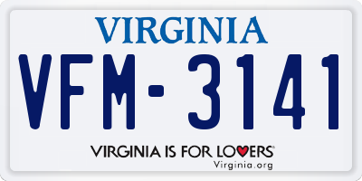 VA license plate VFM3141