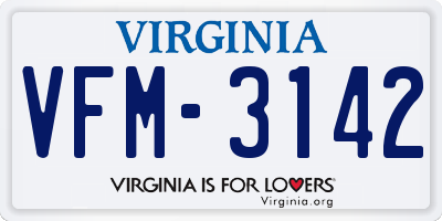 VA license plate VFM3142